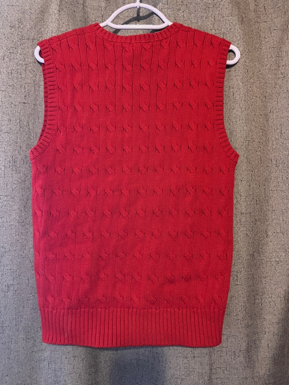 NWOT Polo by Ralph Lauren Red Cable-Knit V-Neck Sweater Vest - Picture 4 of 5